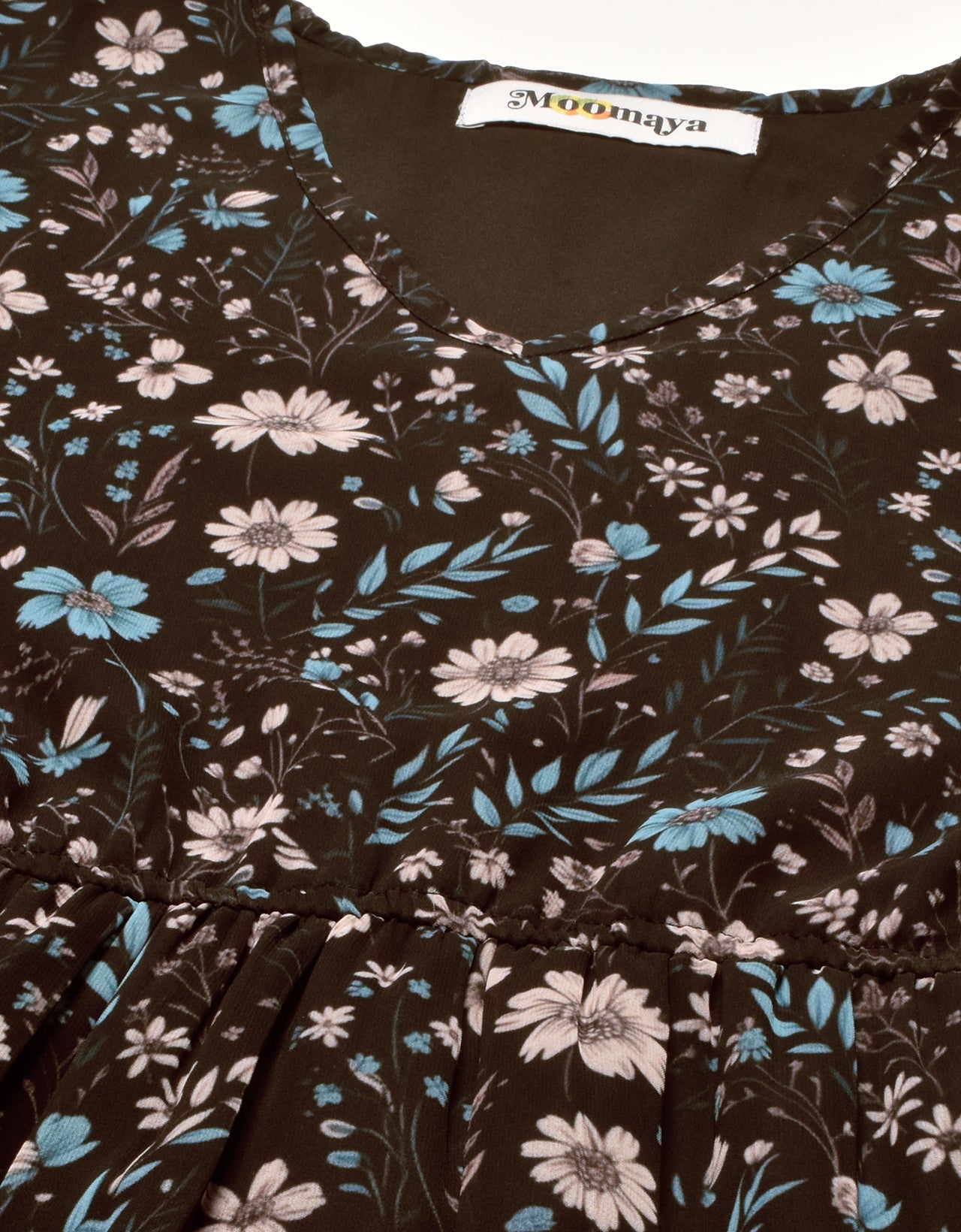Printed Tiered V Neck Dress