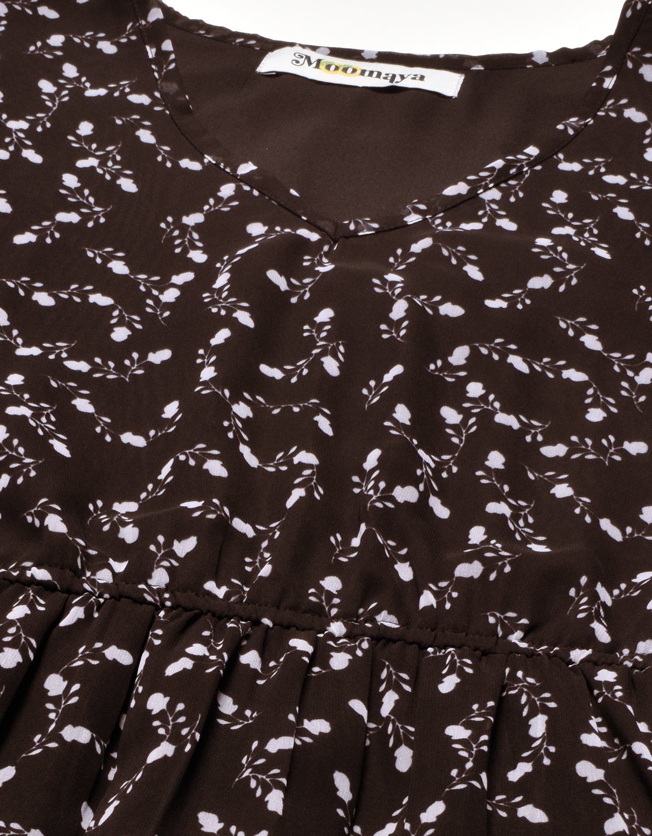 Printed Tiered V Neck Dress