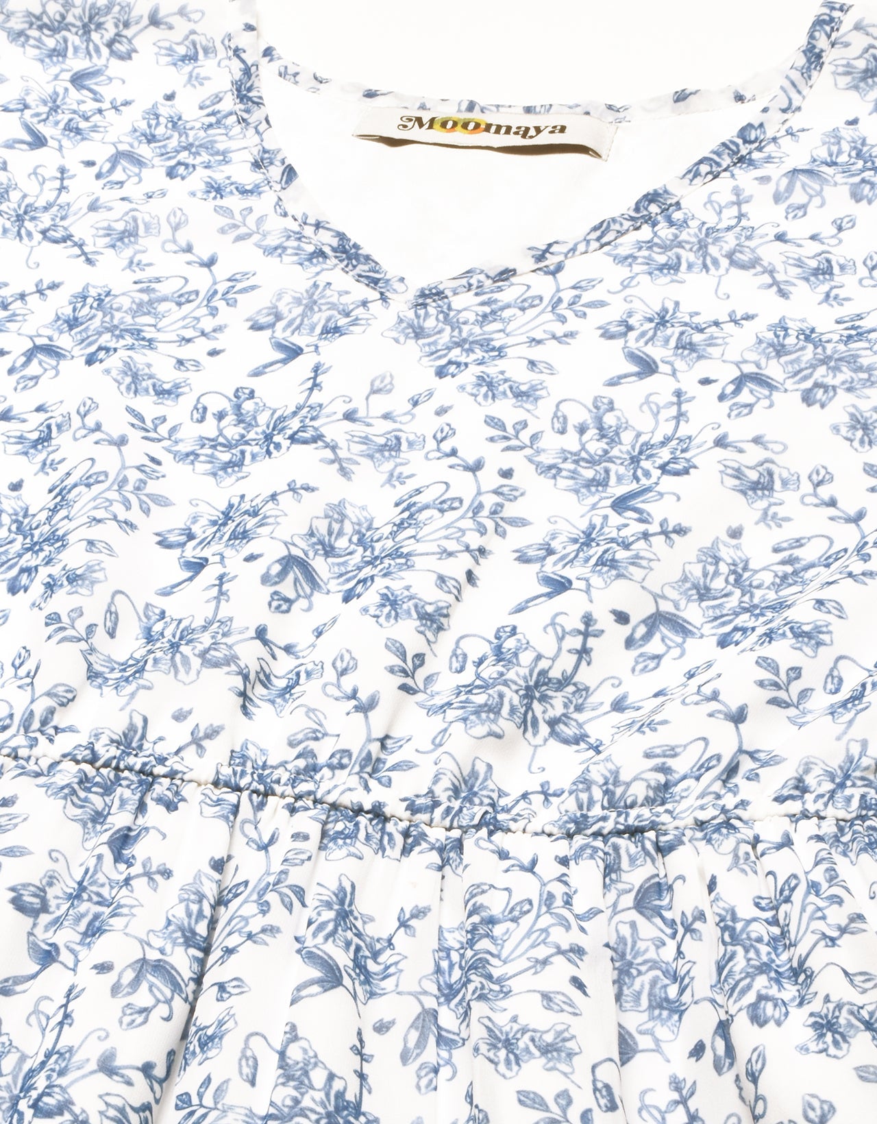 Printed Tiered V Neck Dress
