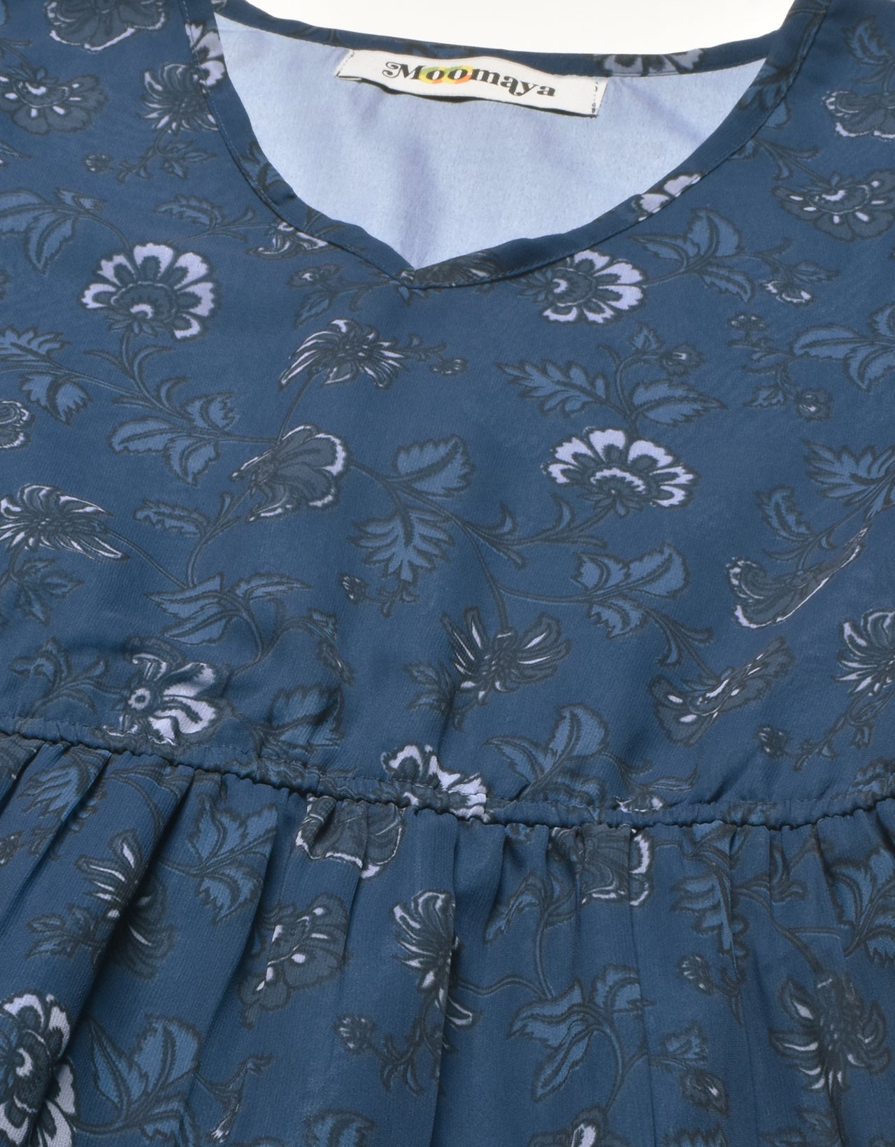 Printed Tiered V Neck Dress