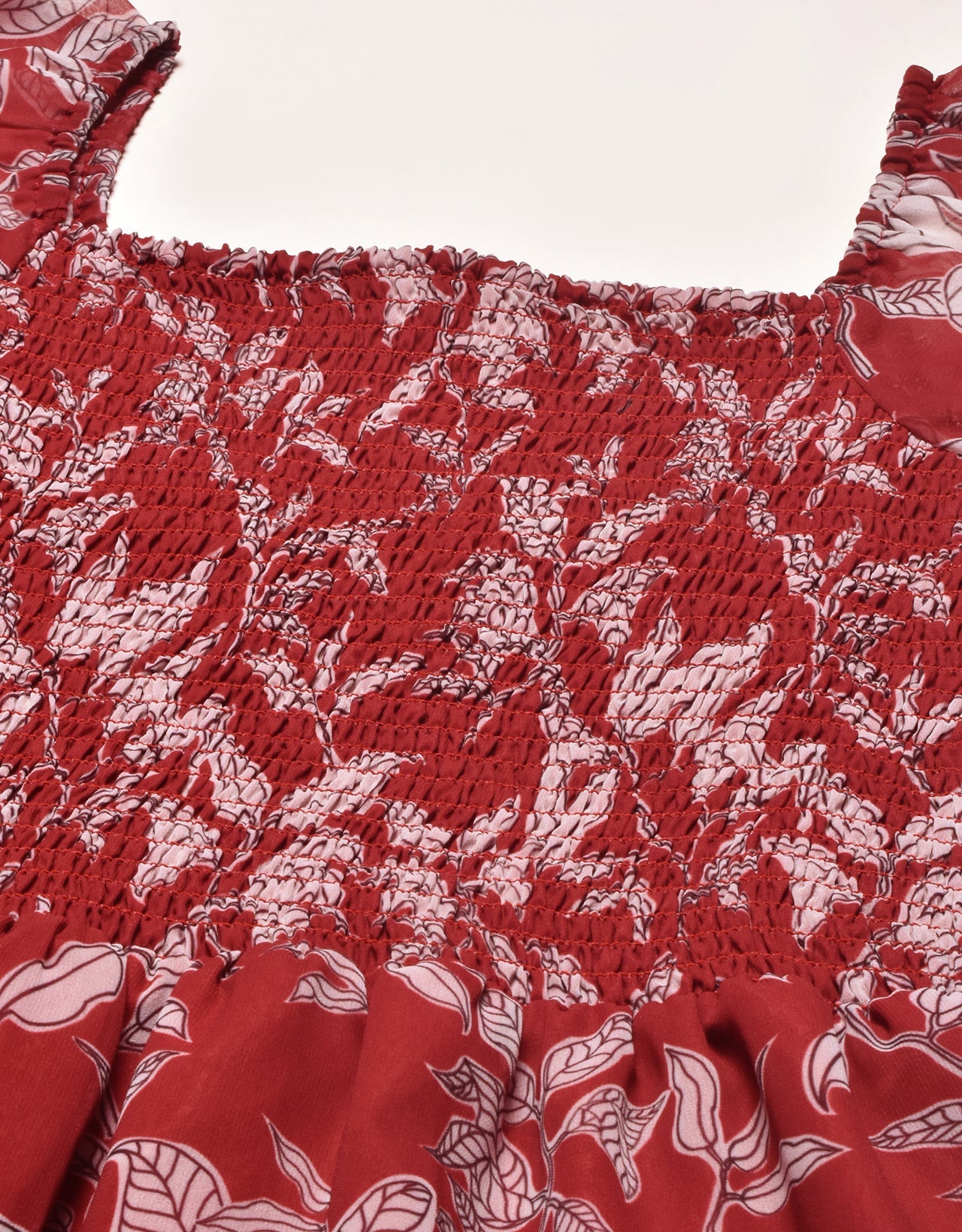Printed Smocked Knee Dress