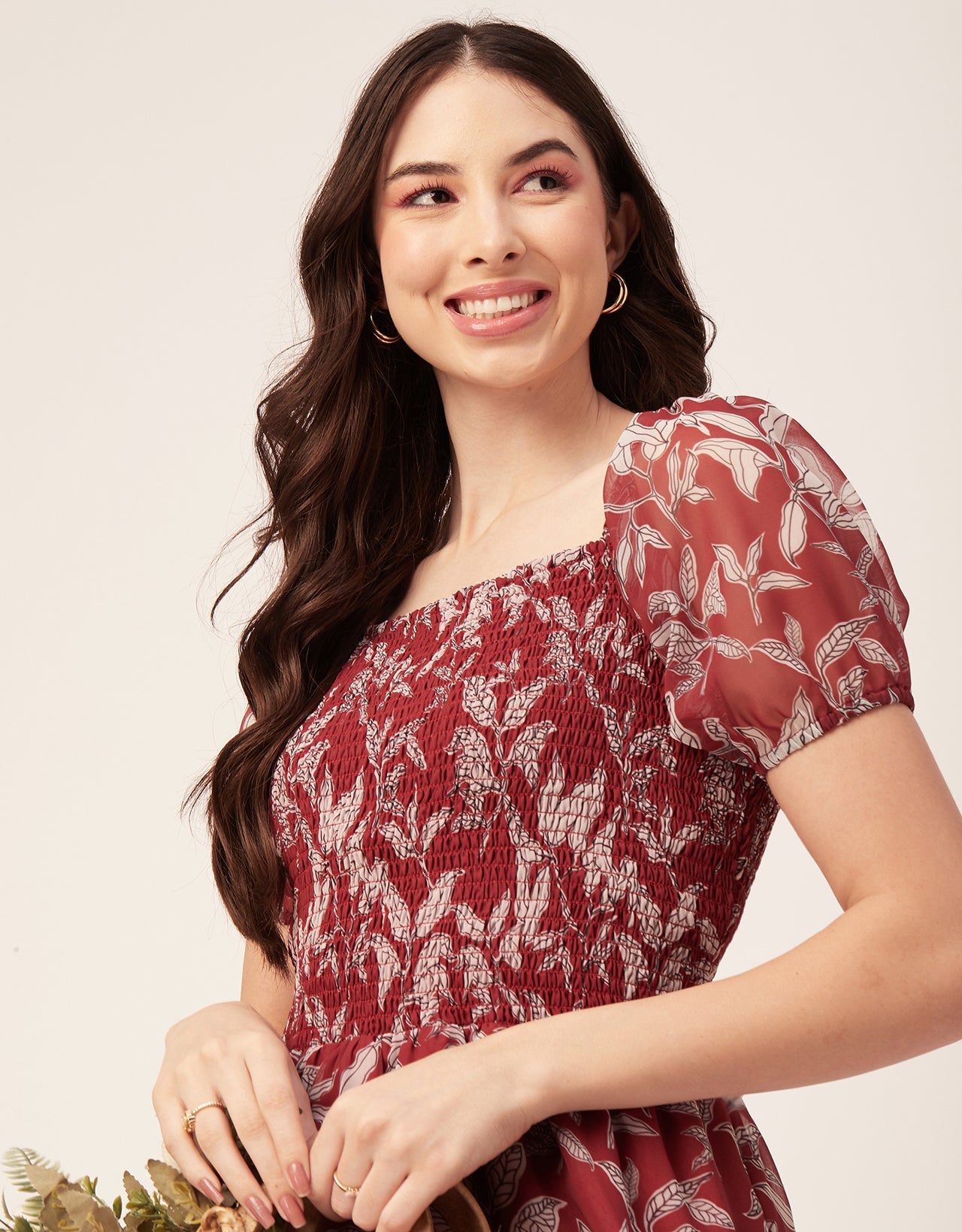 Printed Smocked Knee Dress
