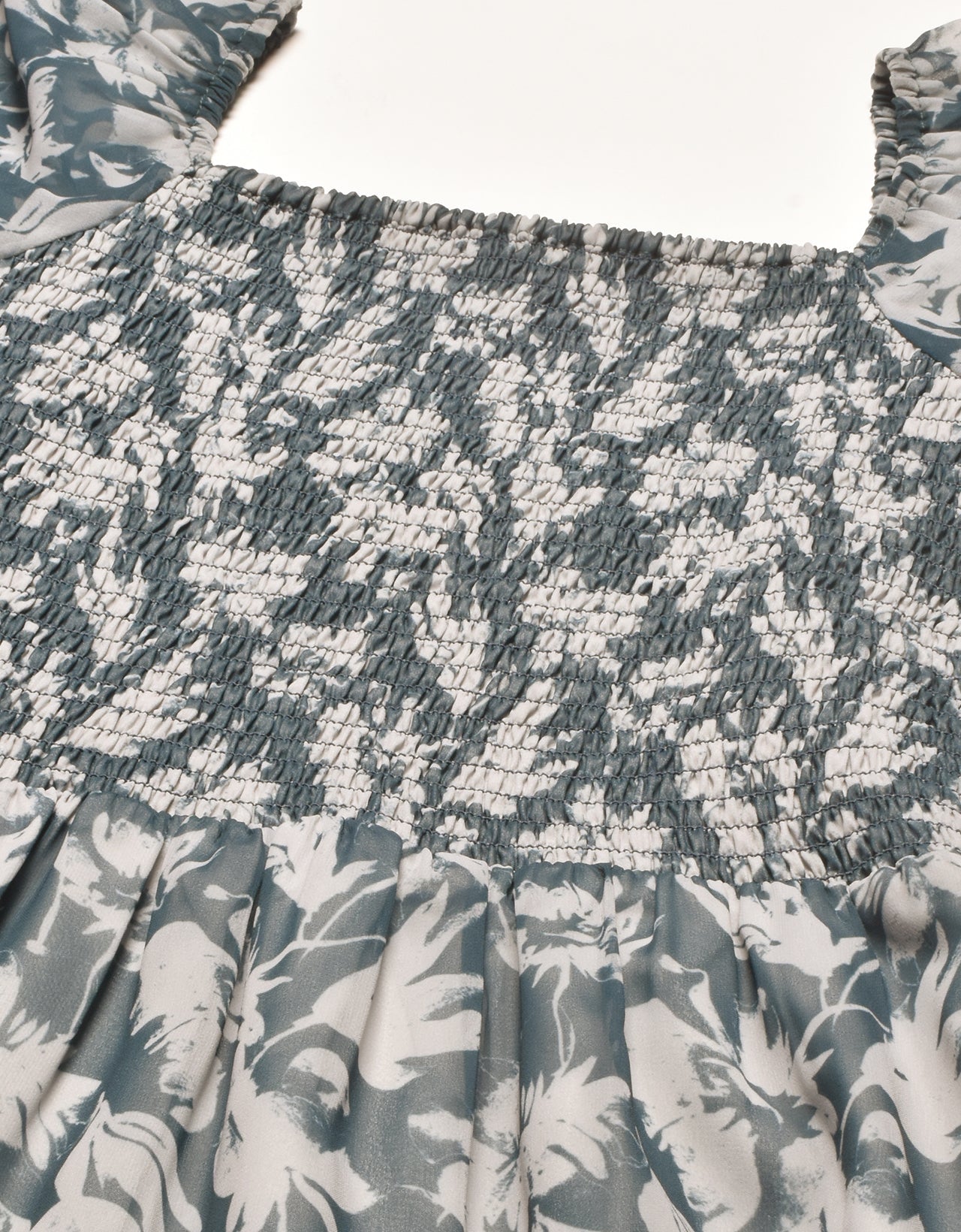 Printed Smocked Knee Dress