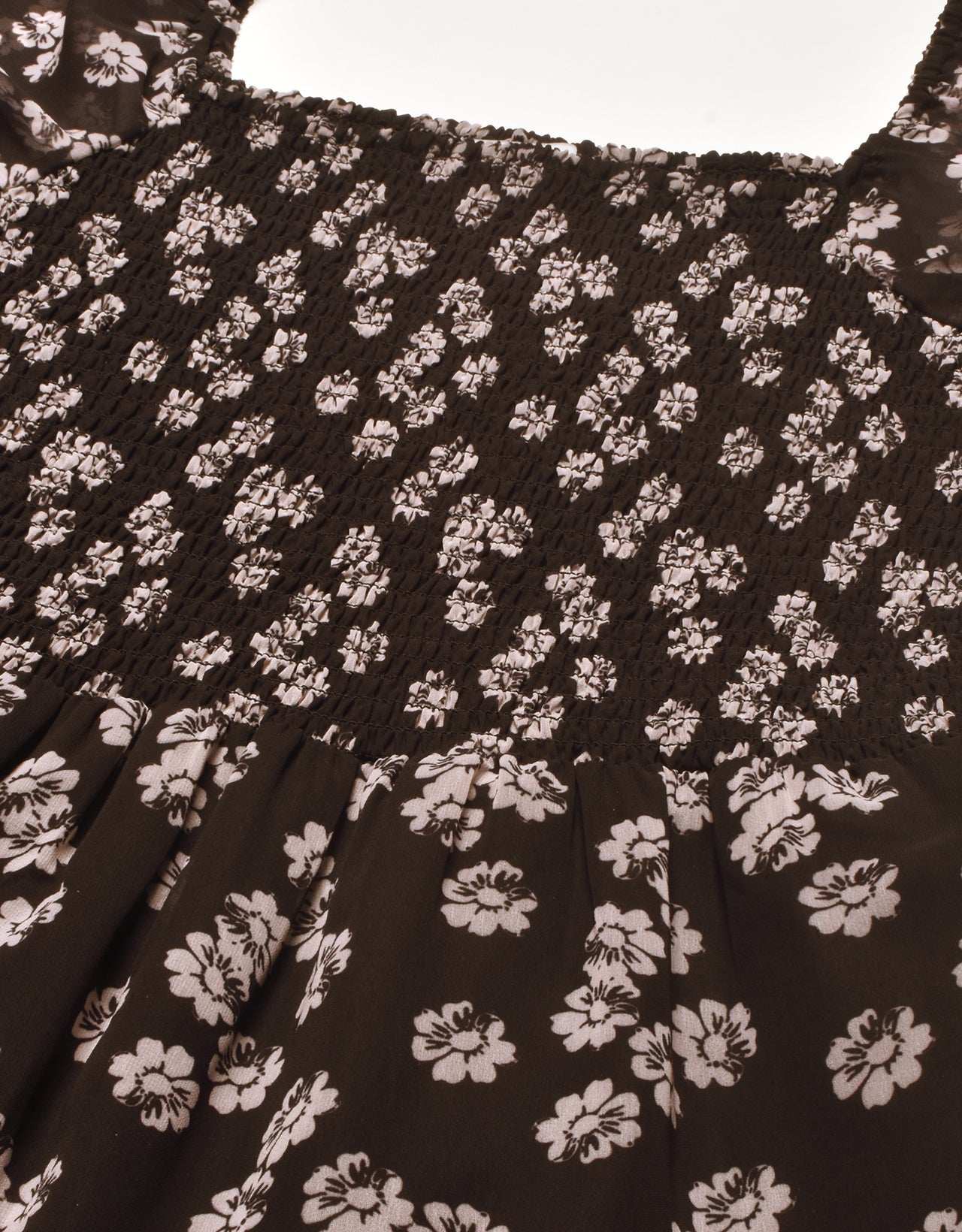 Printed Smocked Knee Dress