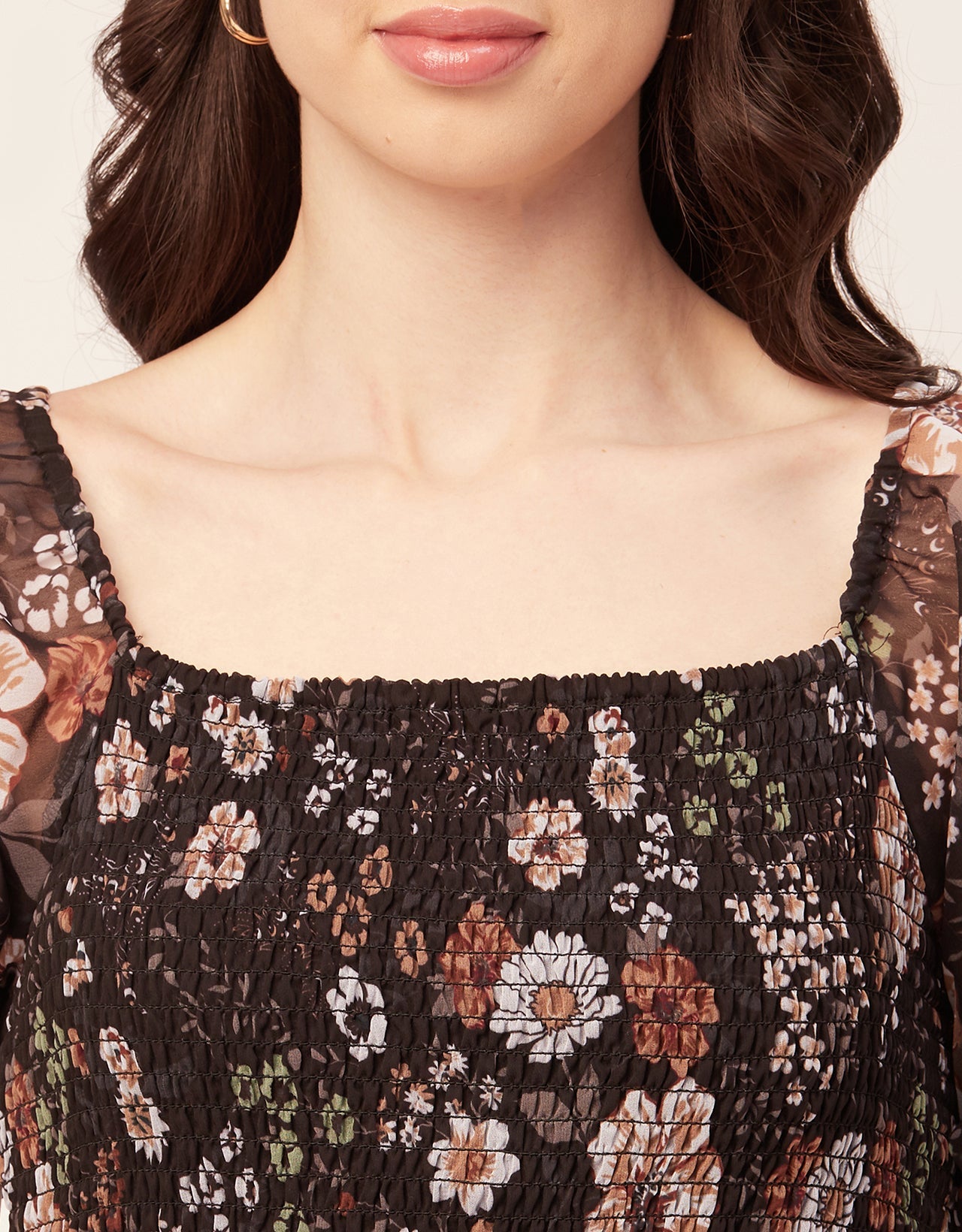 Printed Smocked Knee Dress