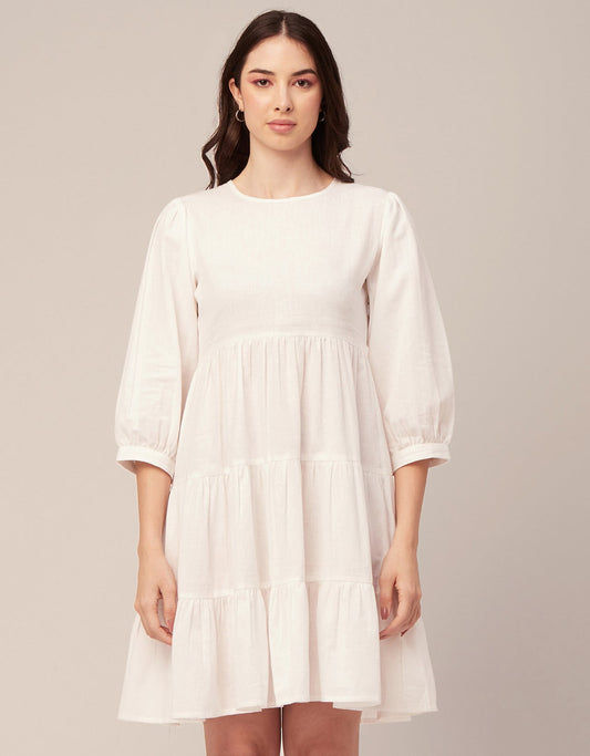 Flared Dress, Round Neck