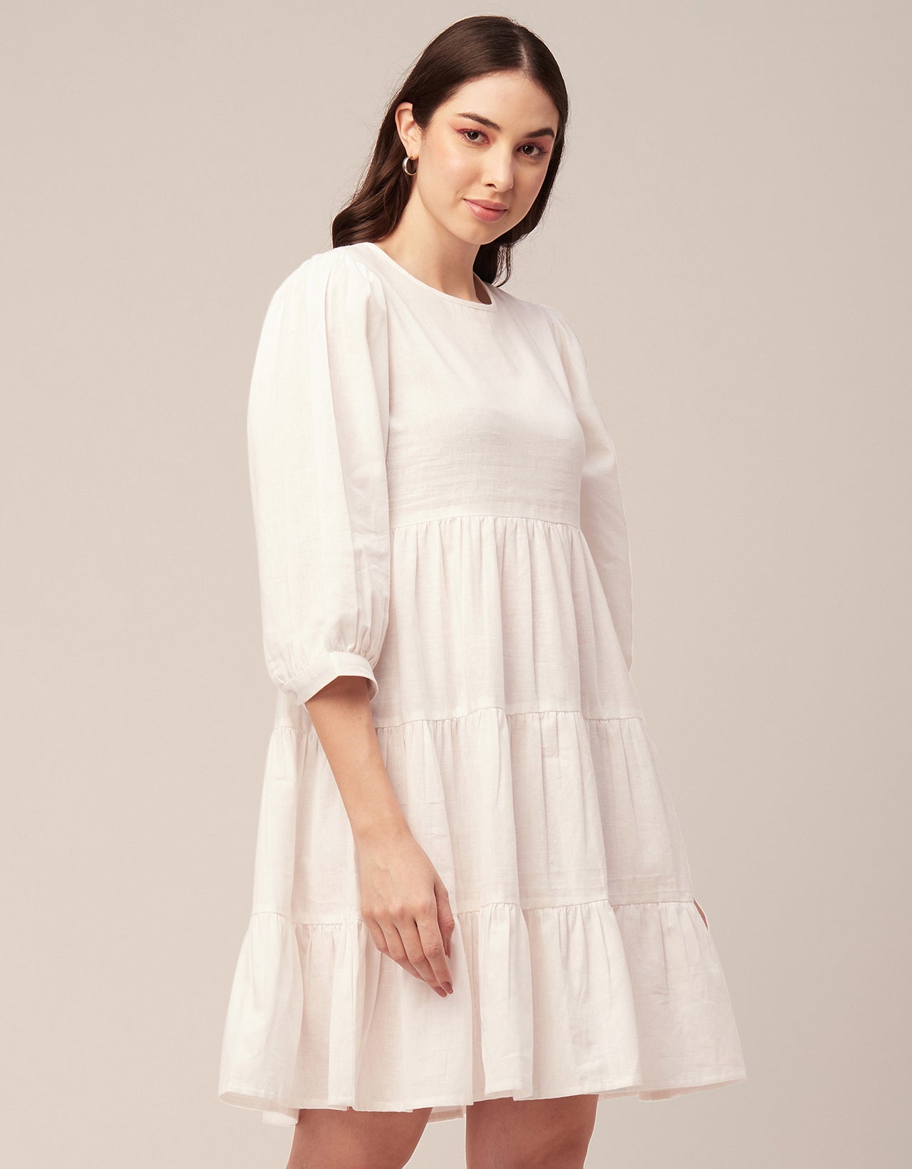 Flared Dress, Round Neck