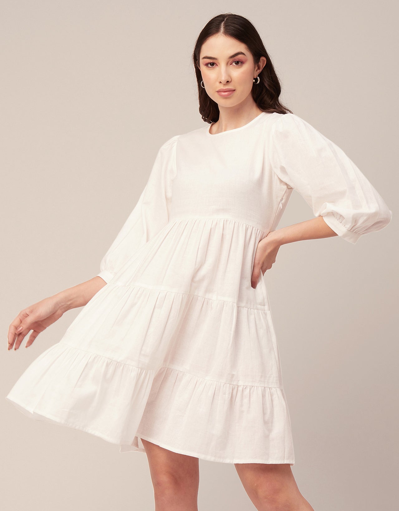 Flared Dress, Round Neck