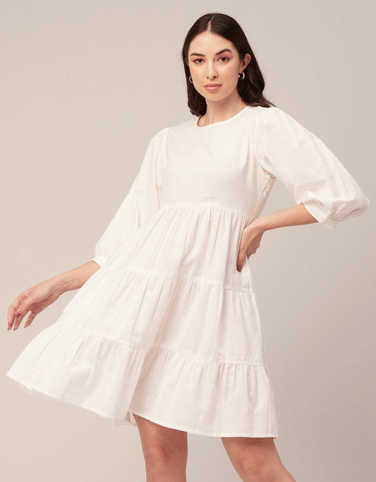 Flared Dress, Round Neck