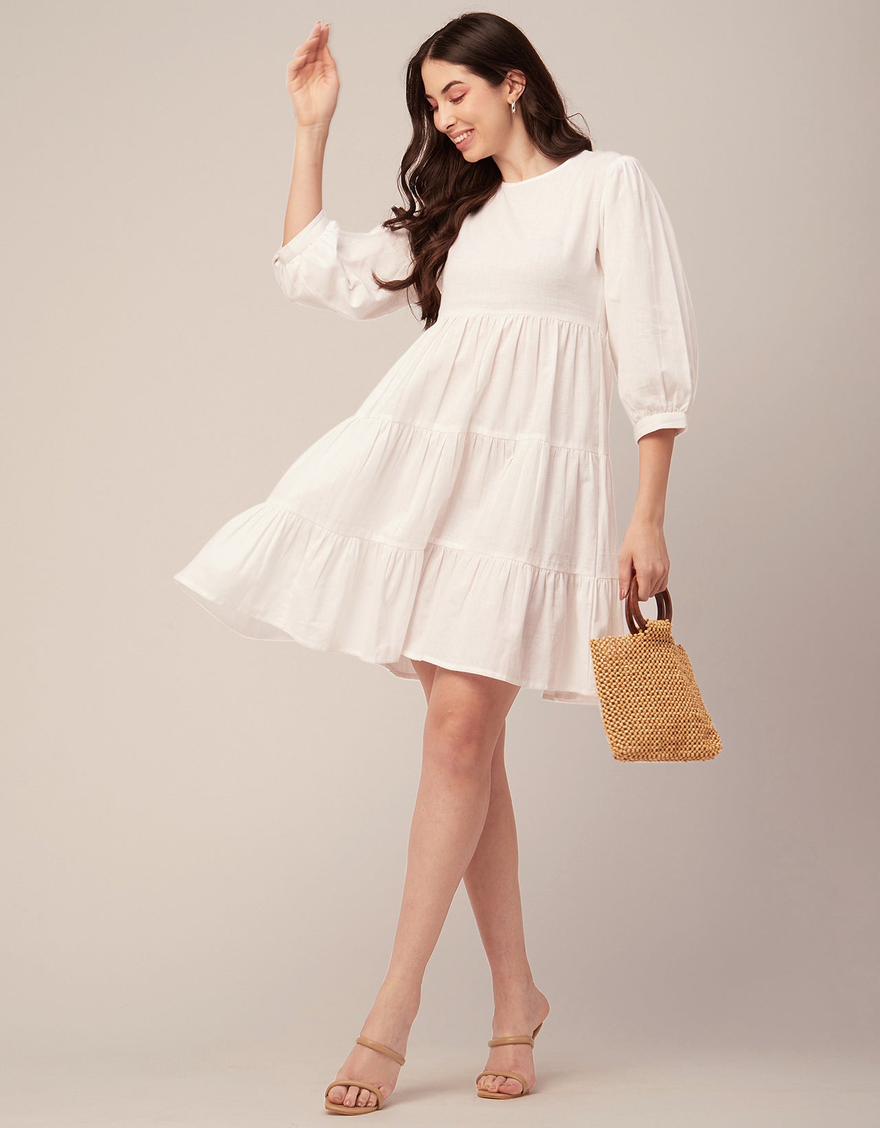 Flared Dress, Round Neck