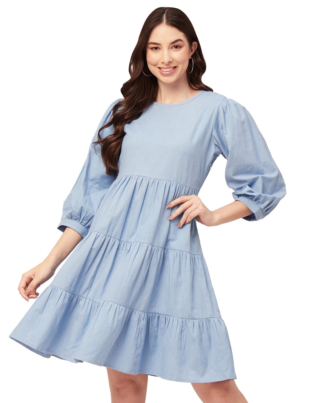 Flared Dress, Round Neck