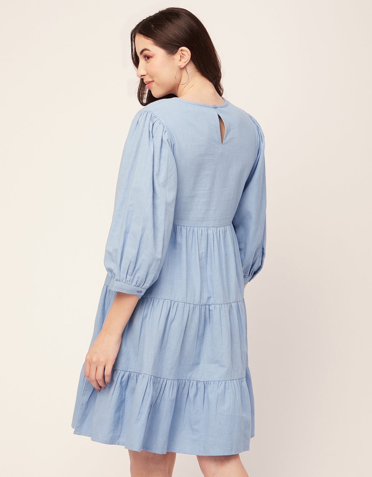 Flared Dress, Round Neck