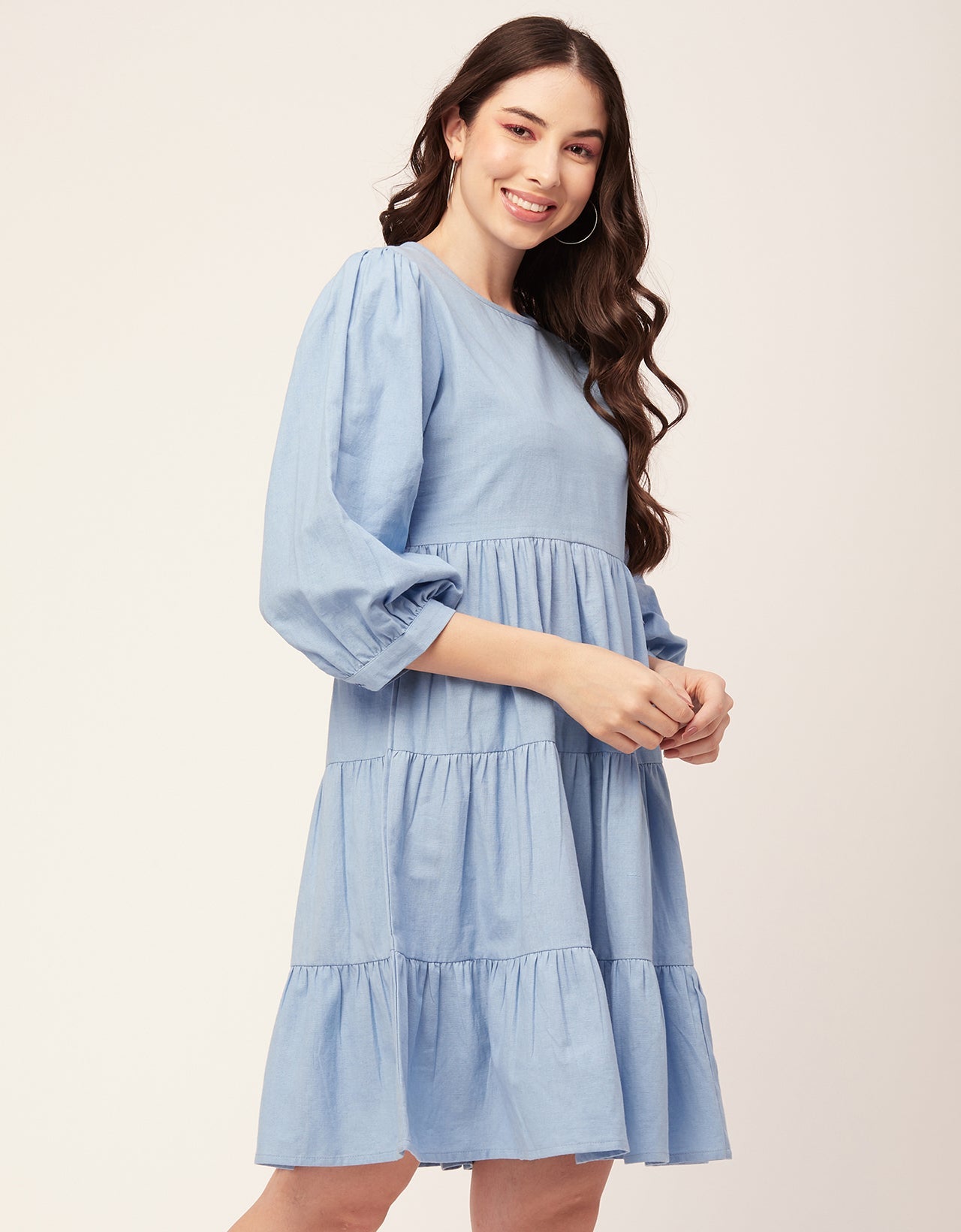 Flared Dress, Round Neck