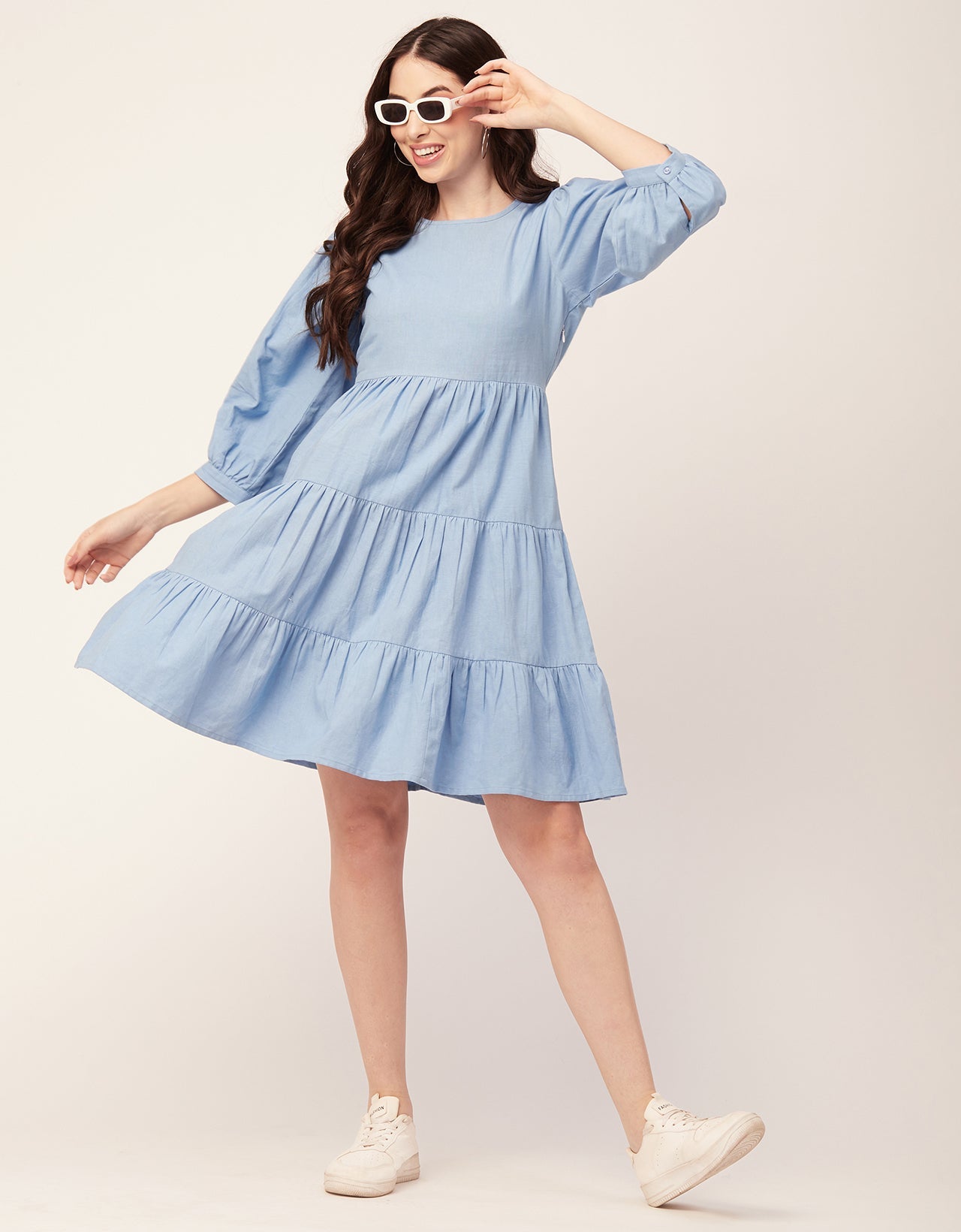 Flared Dress, Round Neck