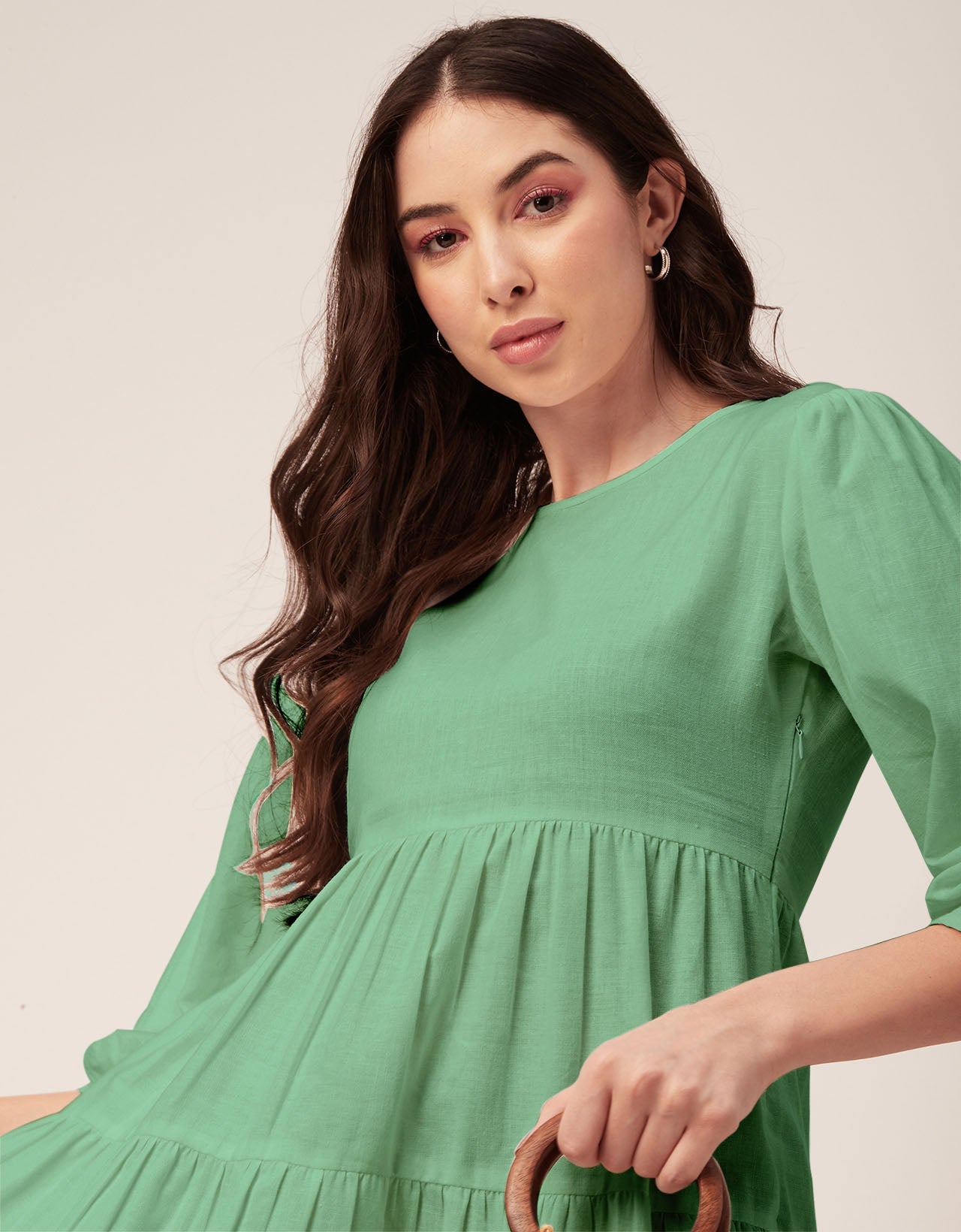 Flared Dress, Round Neck