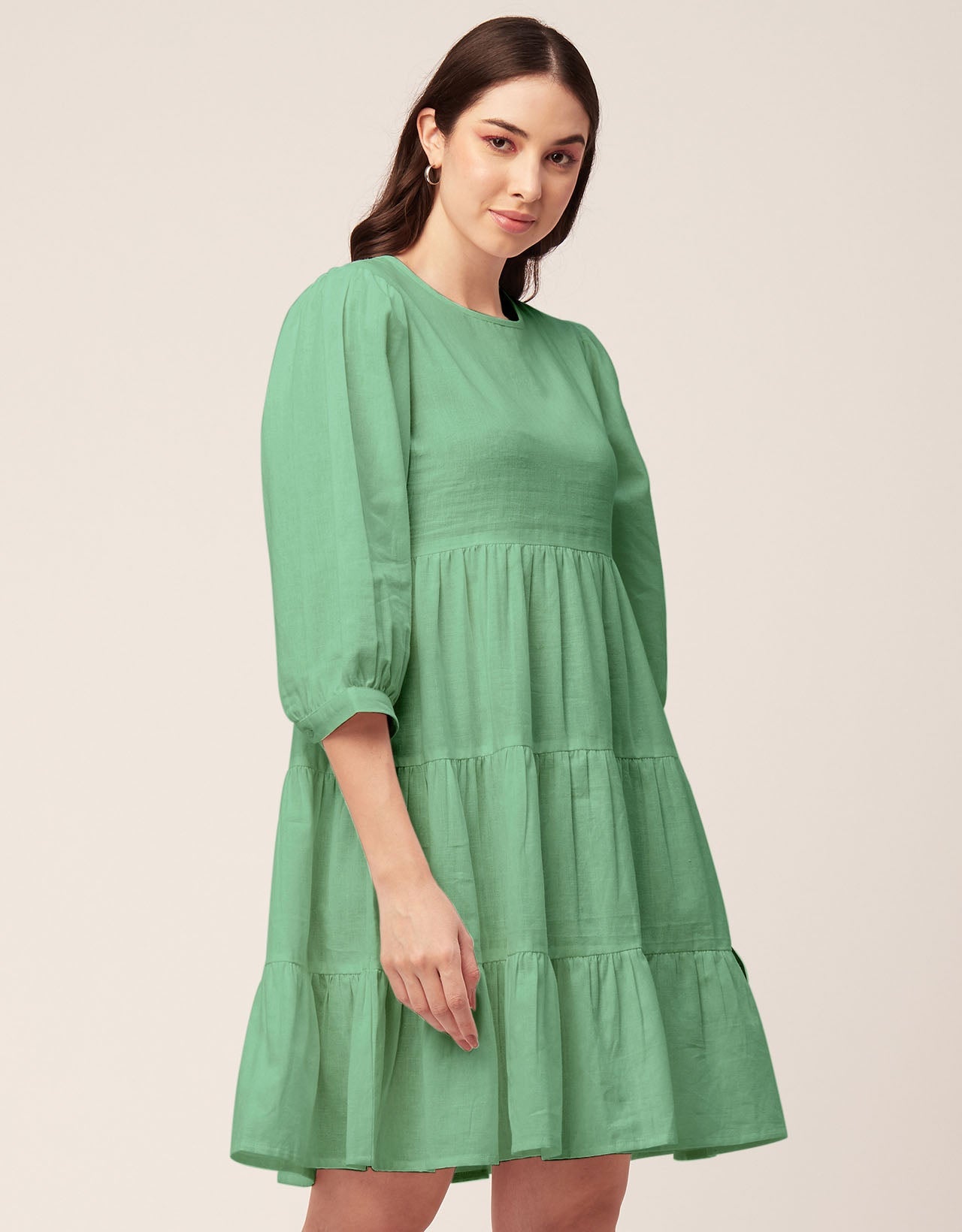 Flared Dress, Round Neck