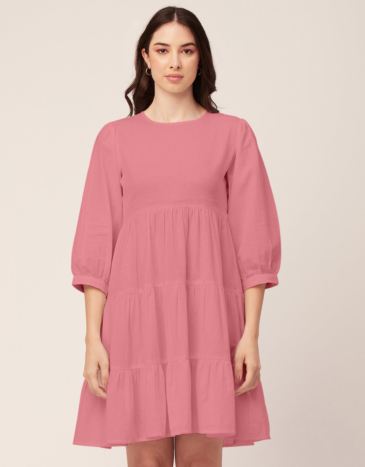 Flared Dress, Round Neck