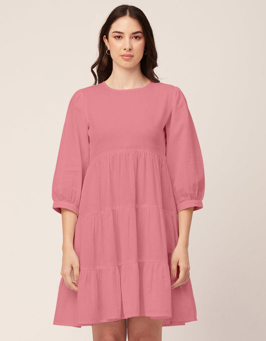 Flared Dress, Round Neck