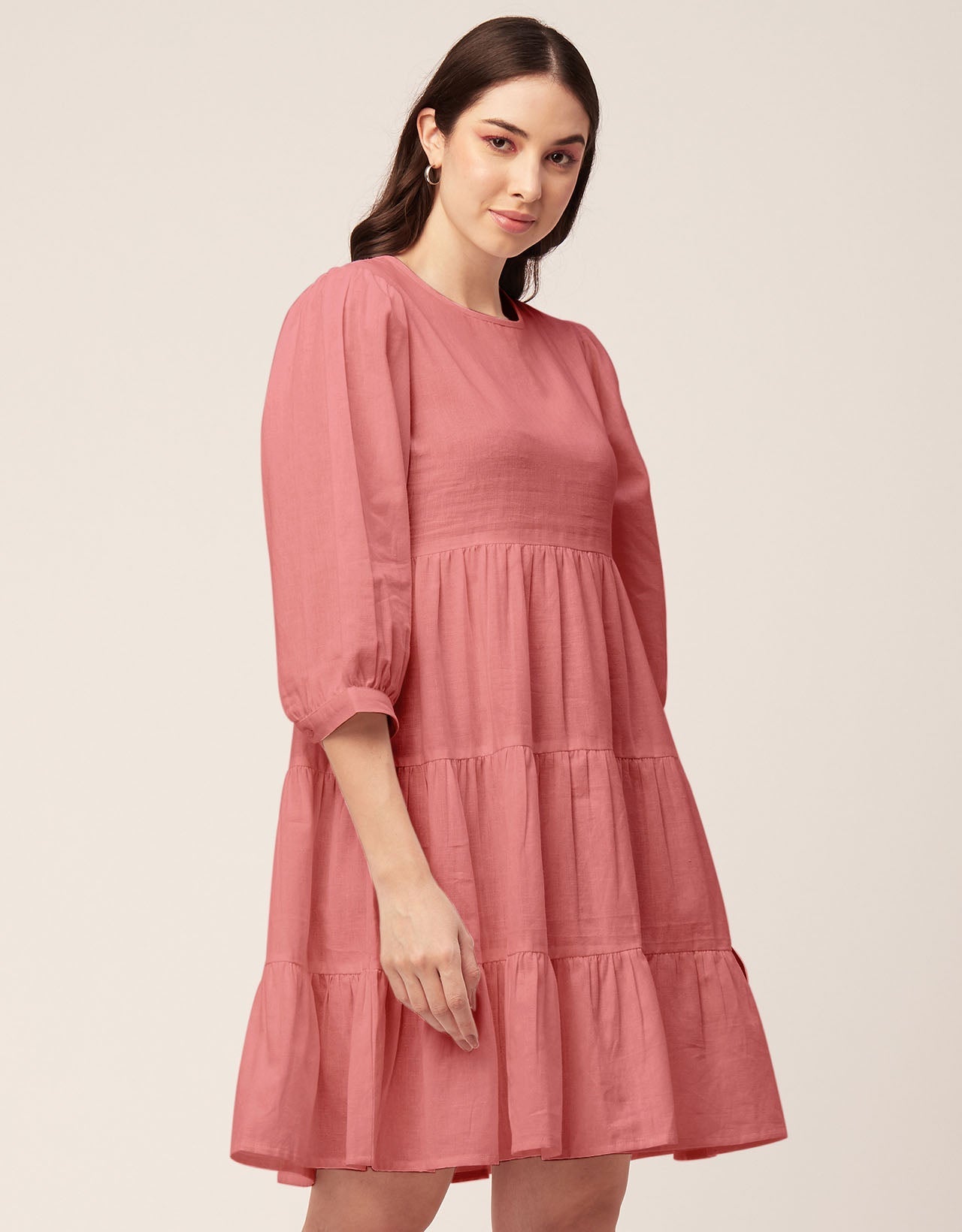 Flared Dress, Round Neck