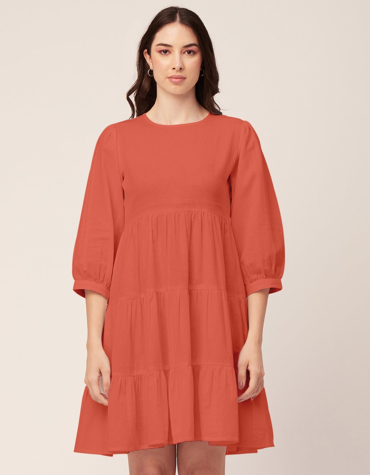 Flared Dress, Round Neck