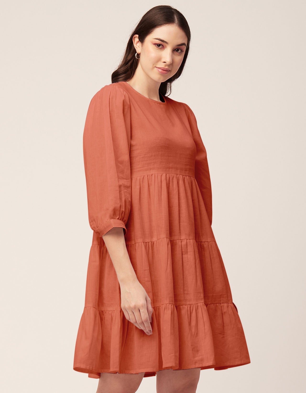 Flared Dress, Round Neck