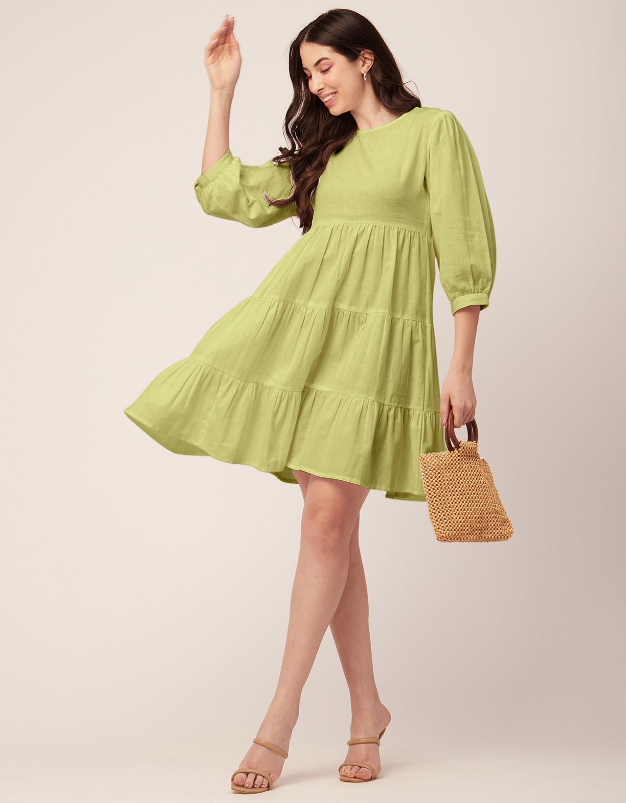 Flared Dress, Round Neck