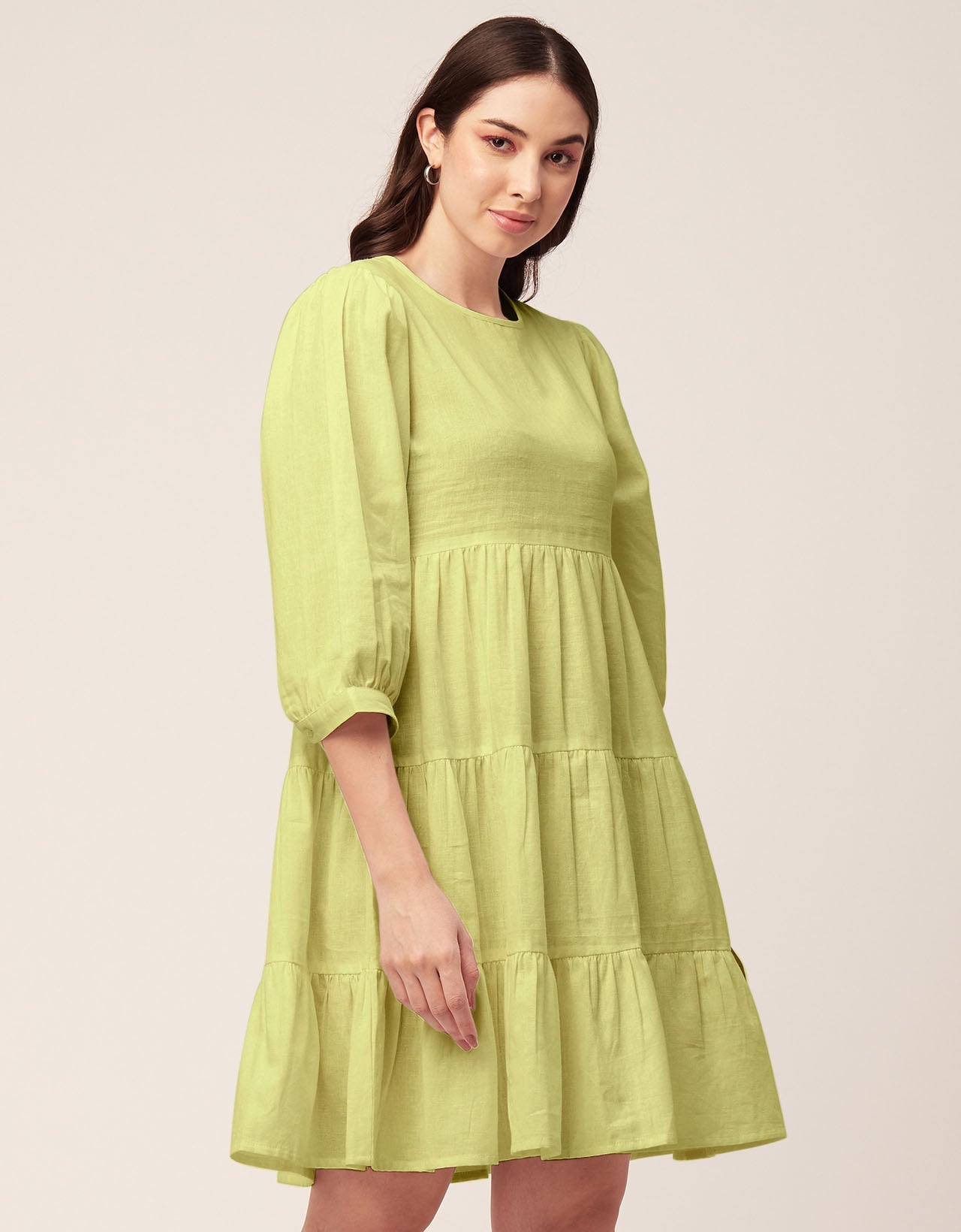 Flared Dress, Round Neck