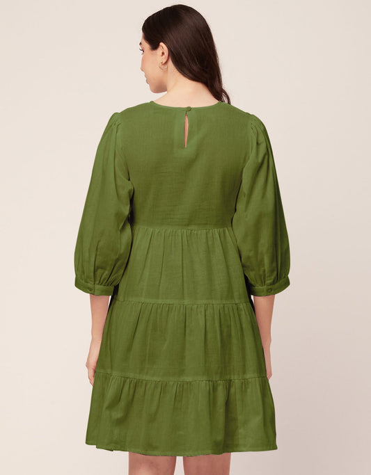 Flared Dress, Round Neck