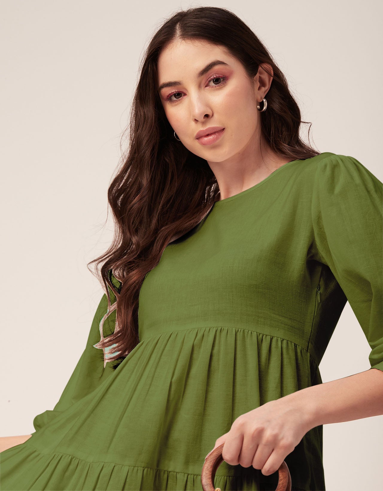 Flared Dress, Round Neck