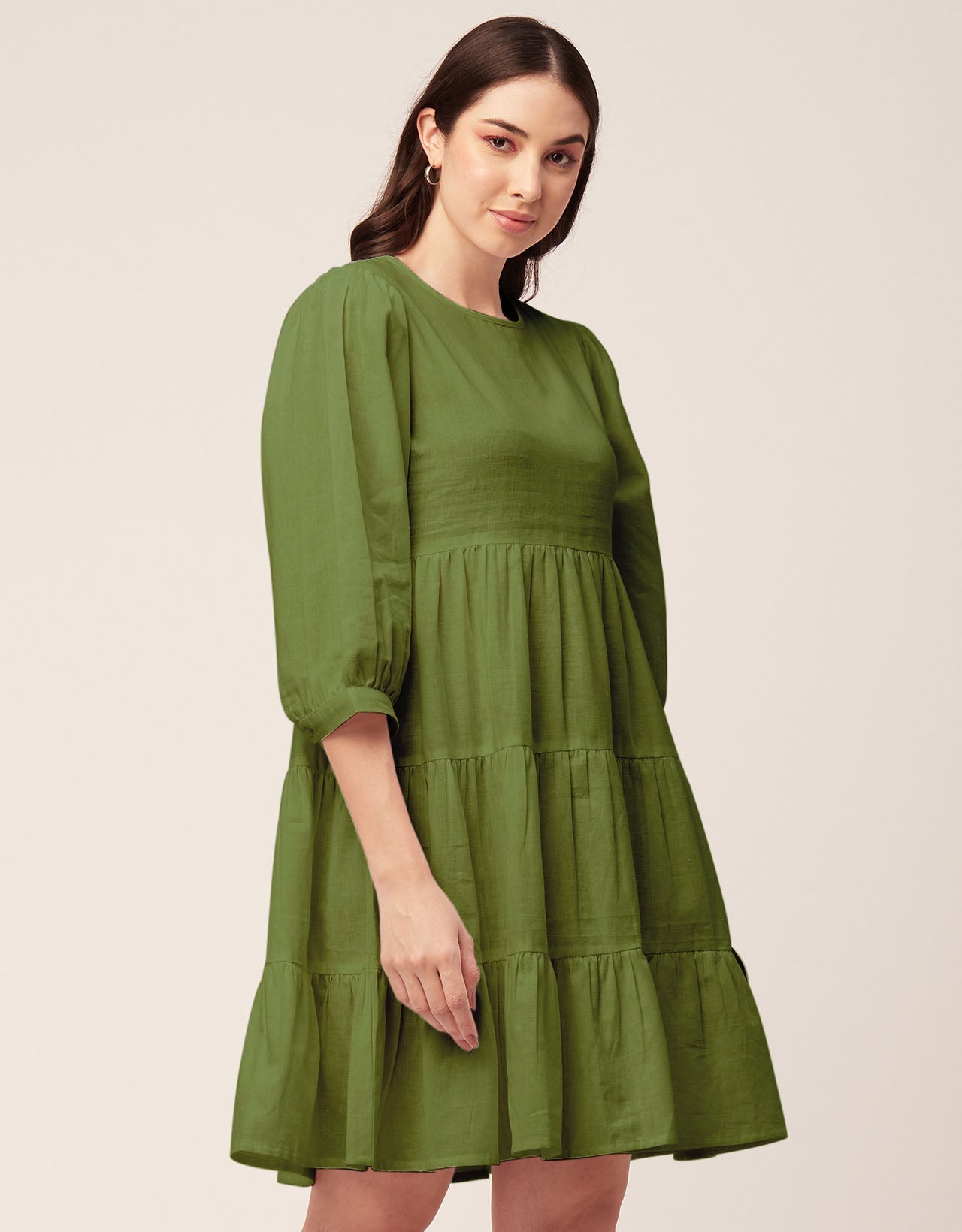 Flared Dress, Round Neck