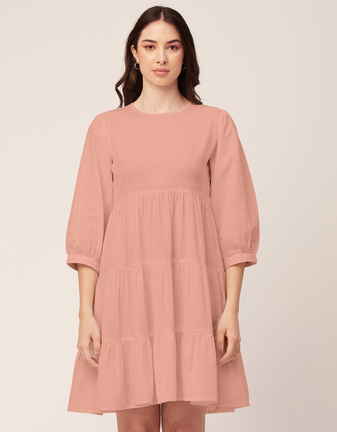 Flared Dress, Round Neck