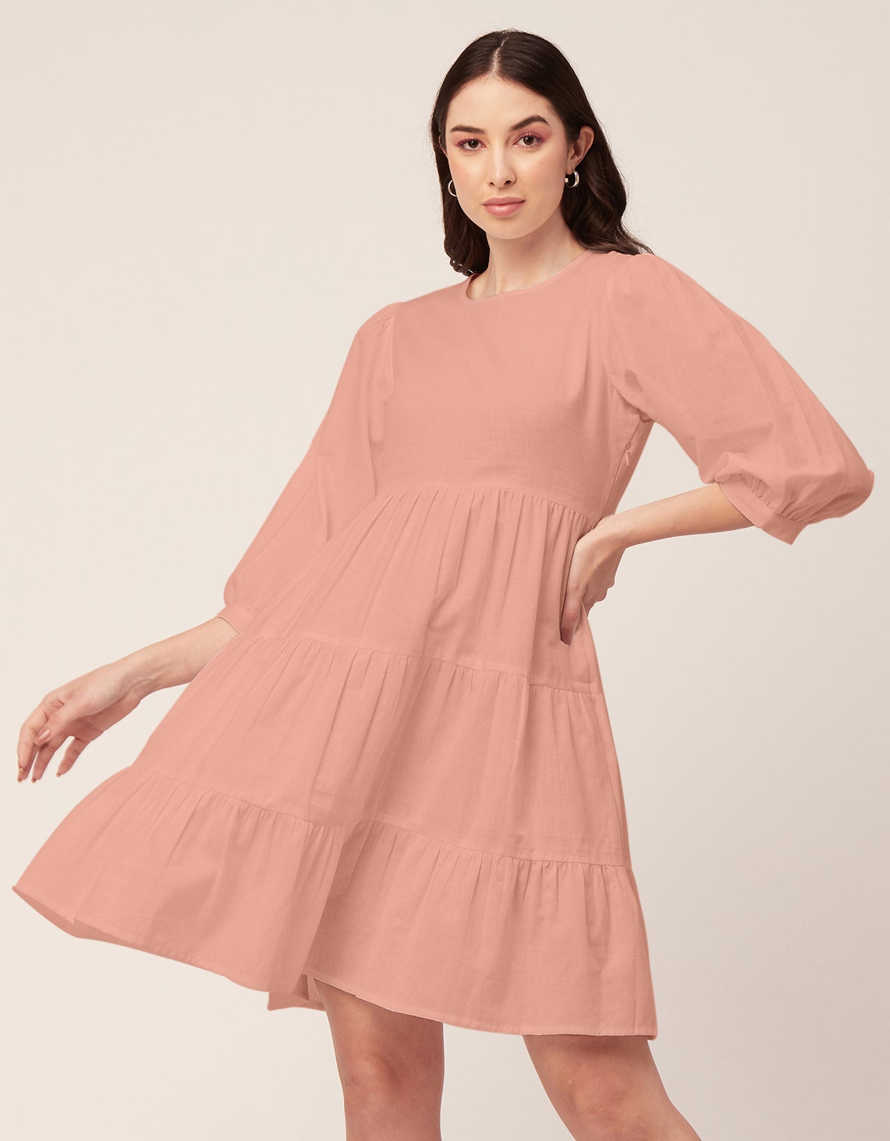 Flared Dress, Round Neck