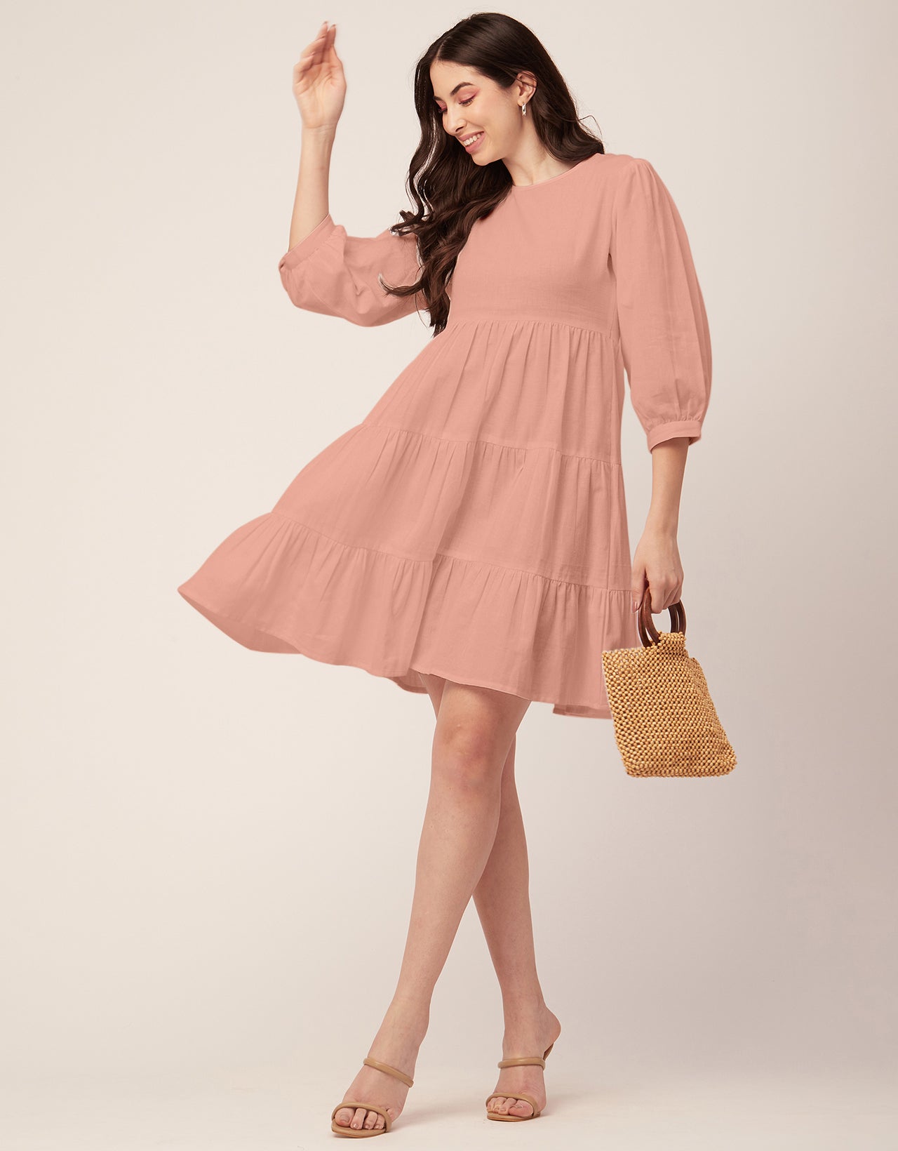 Flared Dress, Round Neck
