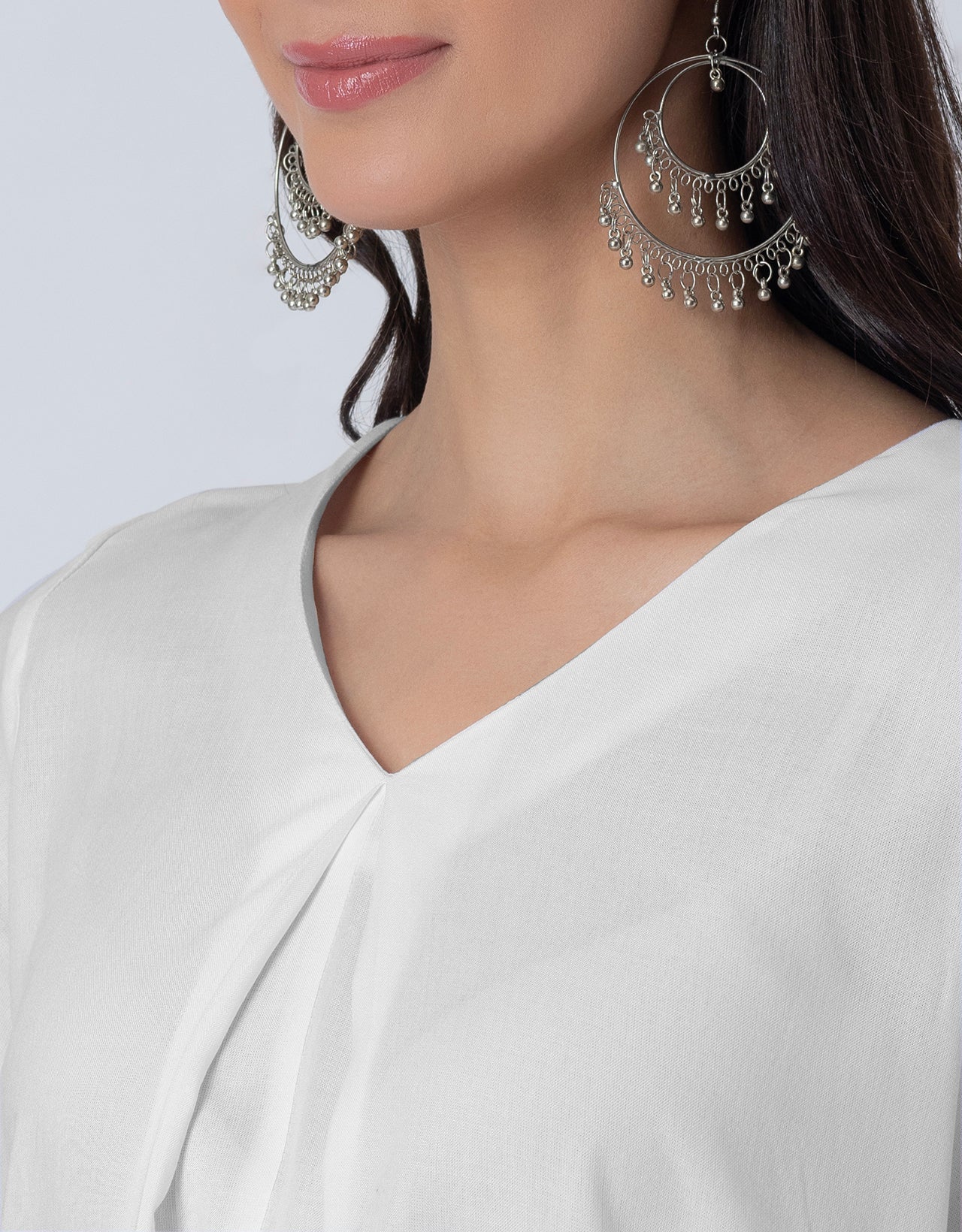 Elegant 2-Pc V-Neck Coord Set, Inverted Pleat Kurta