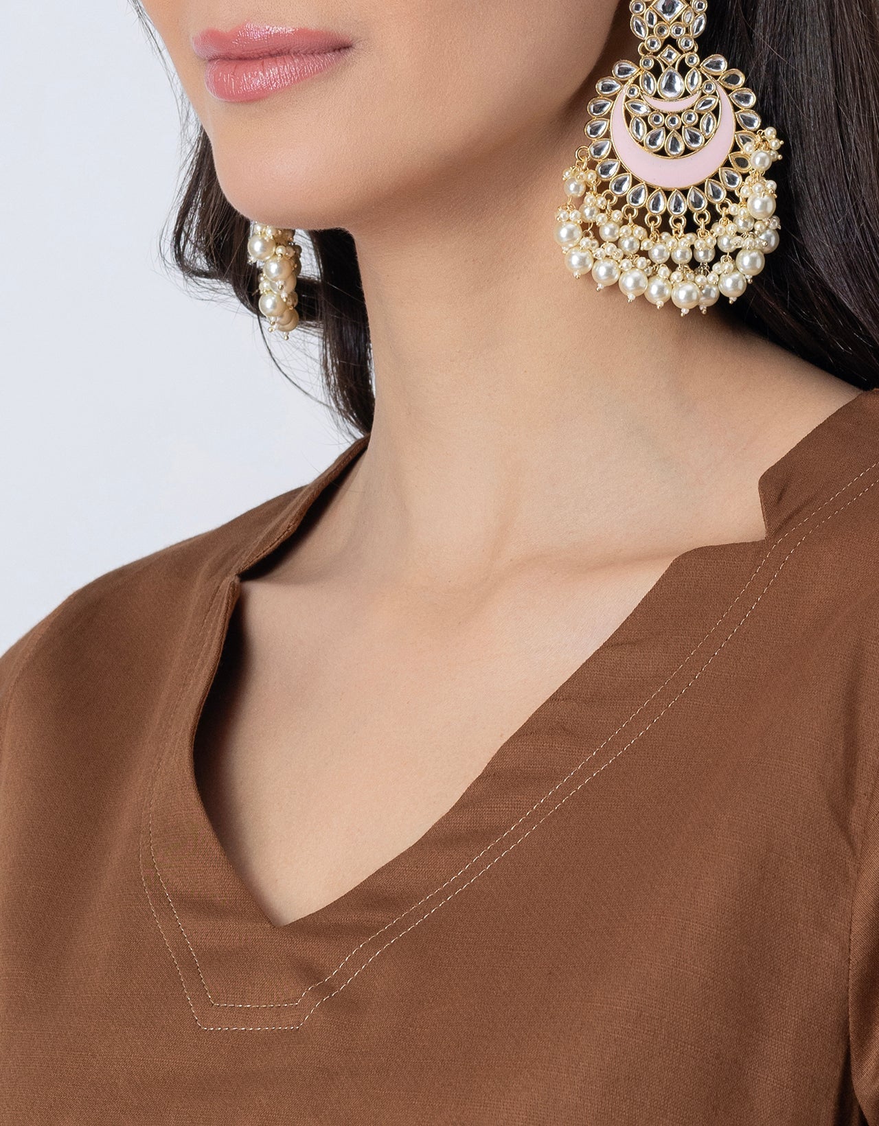 Women Co-ord Set, Long Sleeve Kurta With High-Low Hem