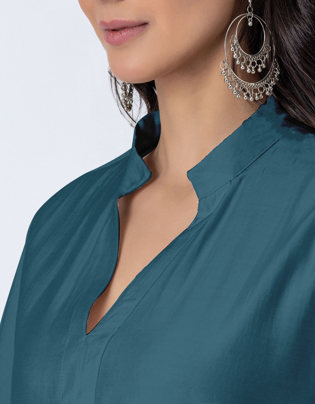 Solid Puffed Sleeve Women Kurta with Flared Palazzo Pants