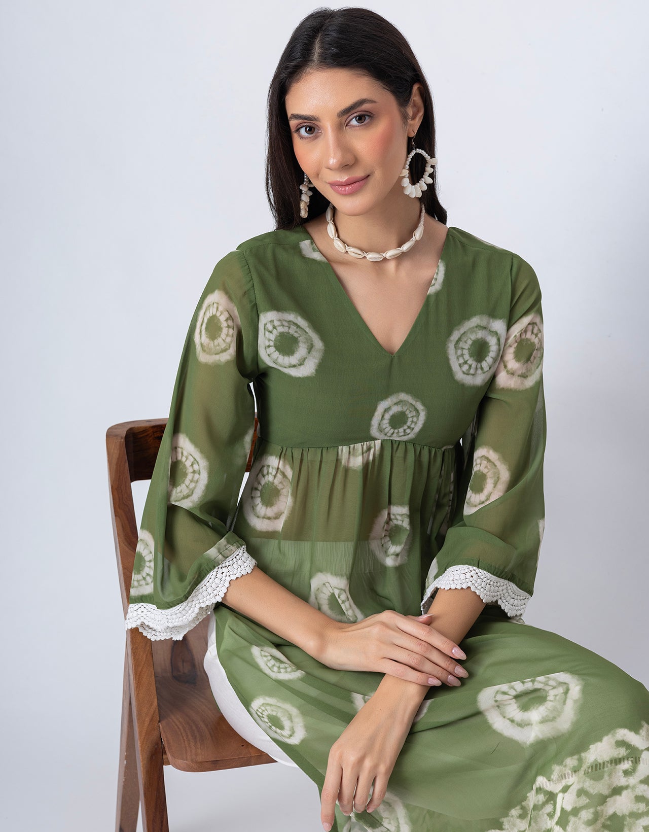 Indo-Western 2 Pc Co-ord Set, Sheer Kurta and Pant Set