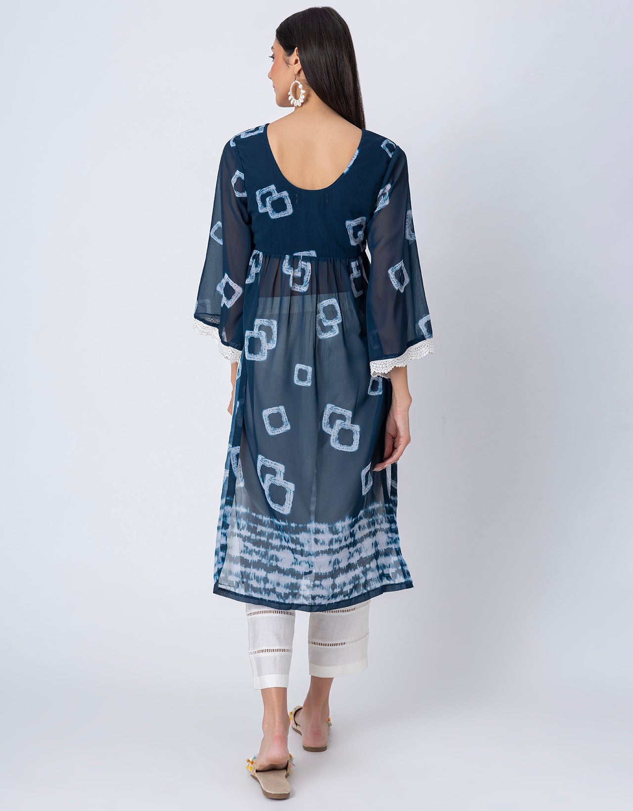 Indo-Western 2 Pc Co-ord Set, Sheer Kurta and Pant Set