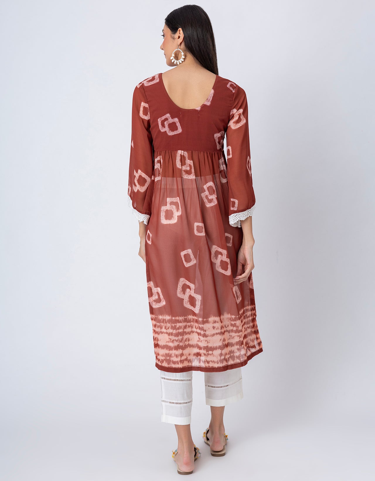 Indo-Western 2 Pc Co-ord Set, Sheer Kurta and Pant Set