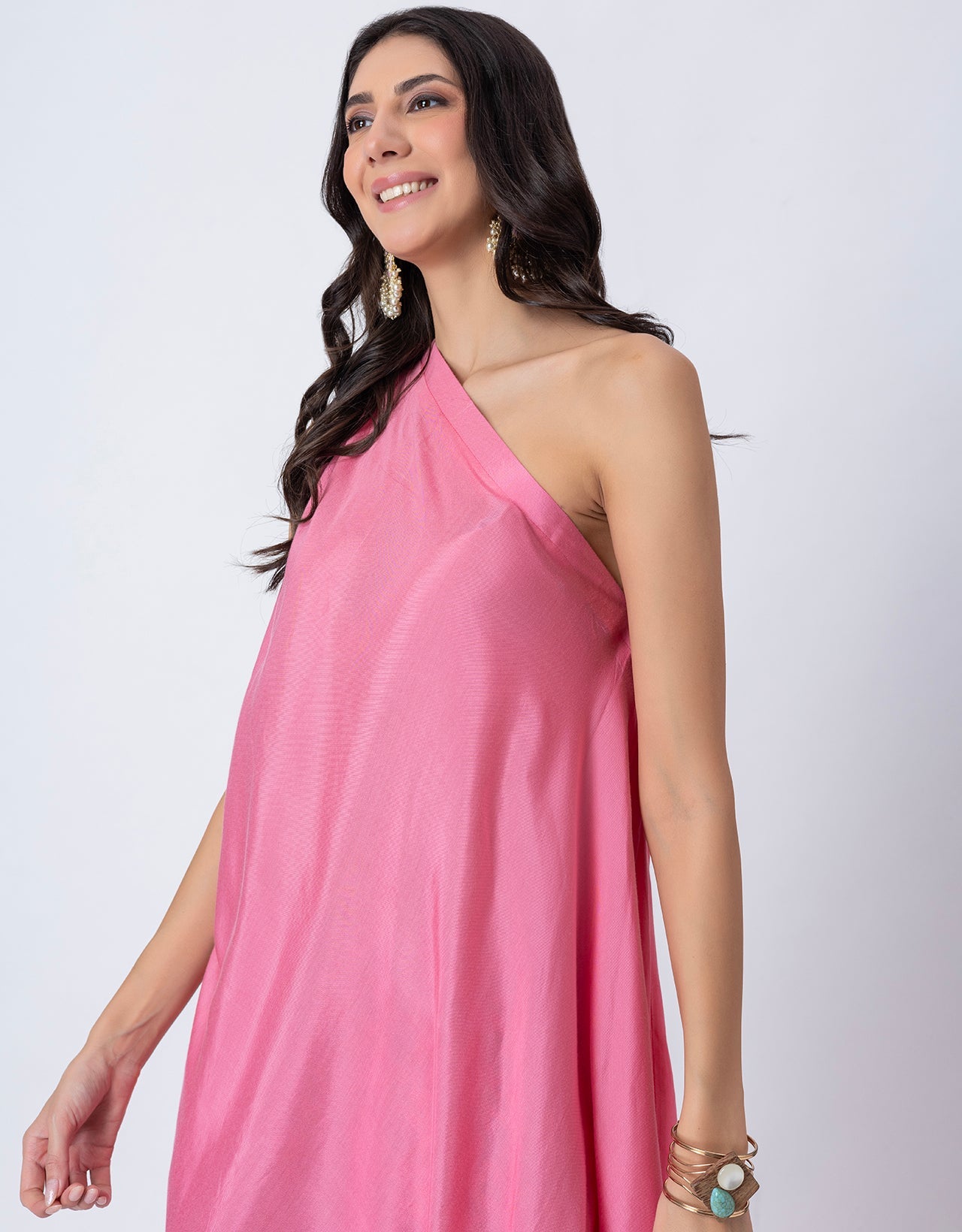 One Shoulder Sleeveless Kurta Pant Set For Women