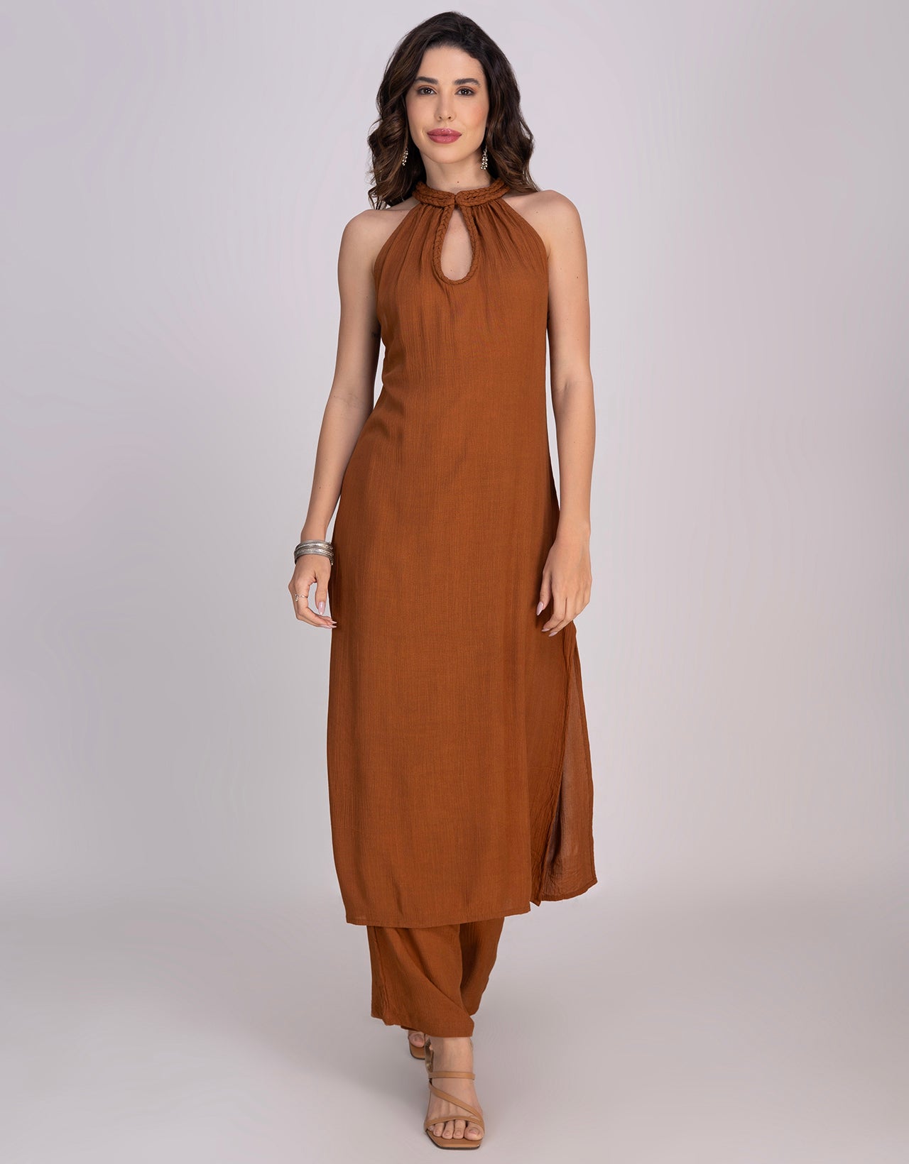 Moomaya Women's 2-Piece Kurta Palazzo Set Indian Ethnic Fusion Outfit