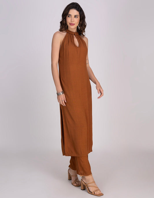 Moomaya Women's 2-Piece Kurta Palazzo Set Indian Ethnic Fusion Outfit