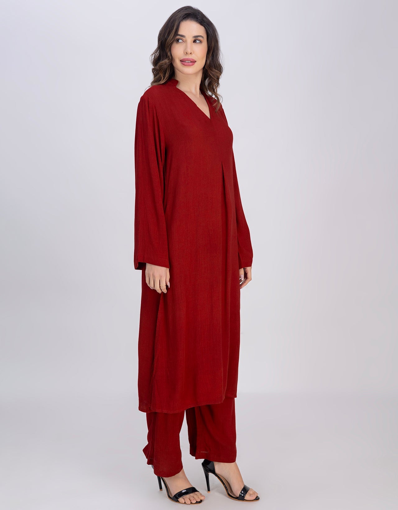 Moomaya Women's 2-Piece Pleated Kurta Palazzo Set Indo-Western Outfit