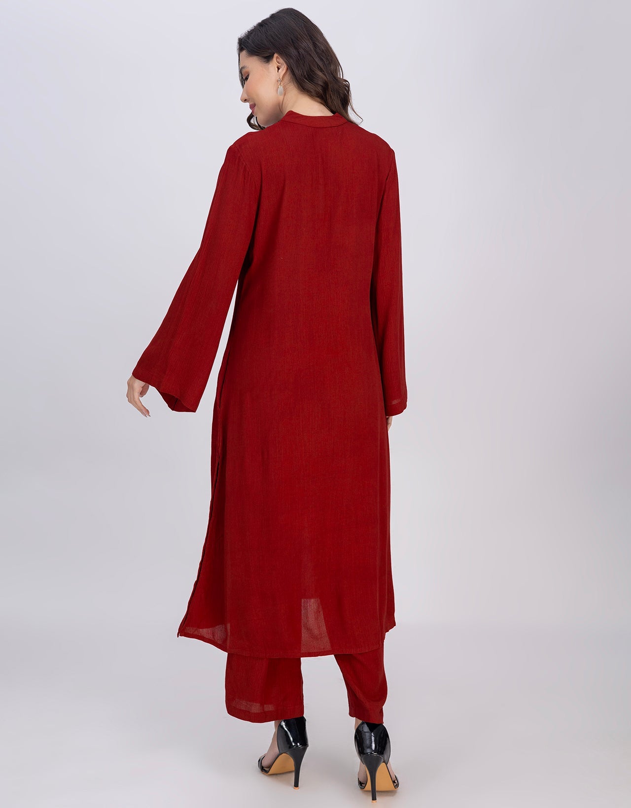 Moomaya Women's 2-Piece Pleated Kurta Palazzo Set Indo-Western Outfit