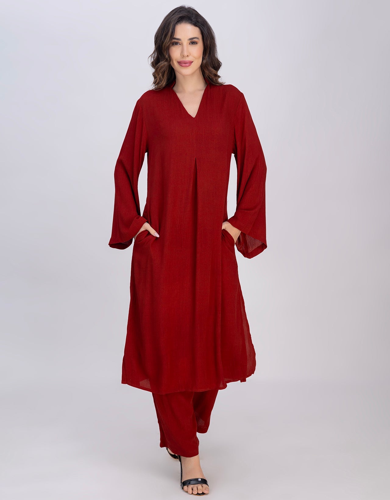 Moomaya Women's 2-Piece Pleated Kurta Palazzo Set Indo-Western Outfit