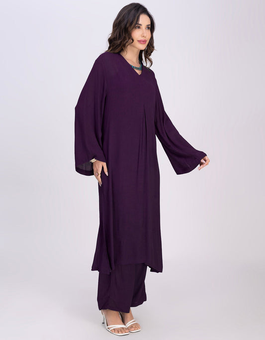 Moomaya Women's 2-Piece Pleated Kurta Palazzo Set Indo-Western Outfit