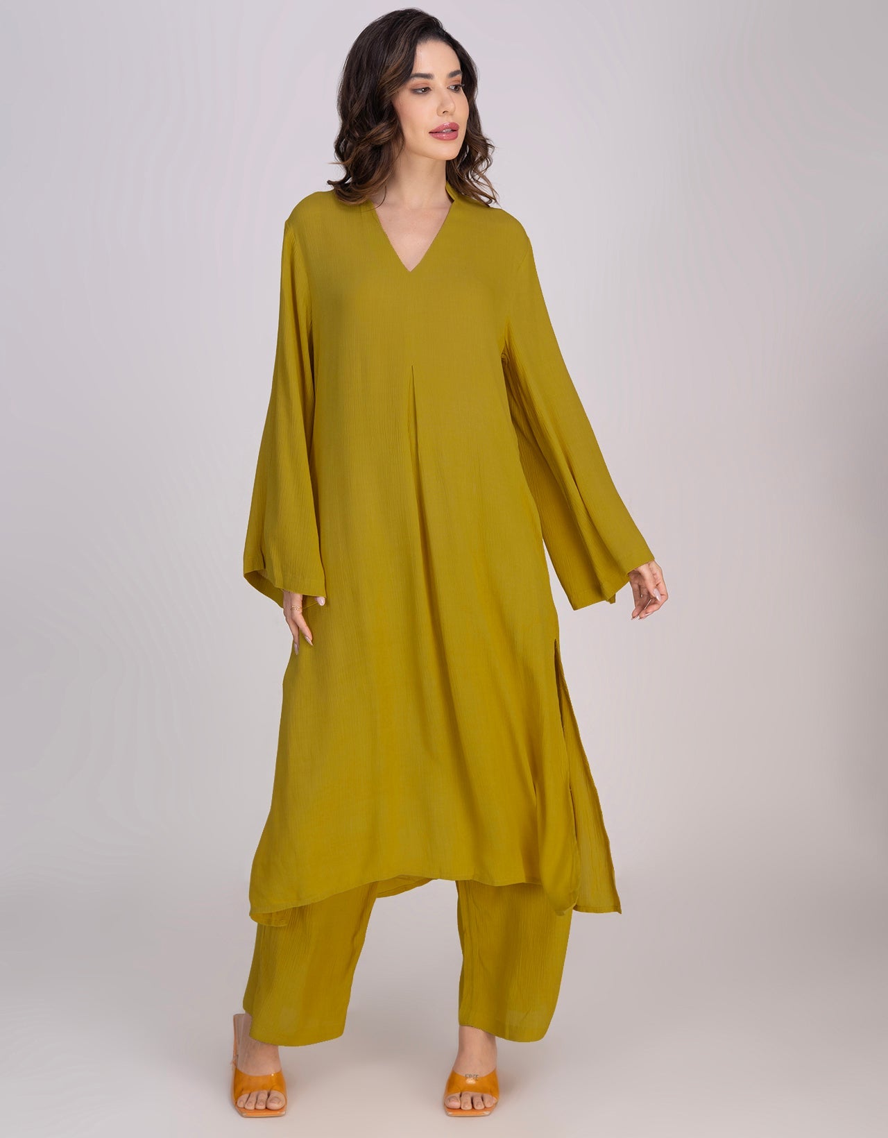 Moomaya Women's 2-Piece Pleated Kurta Palazzo Set Indo-Western Outfit