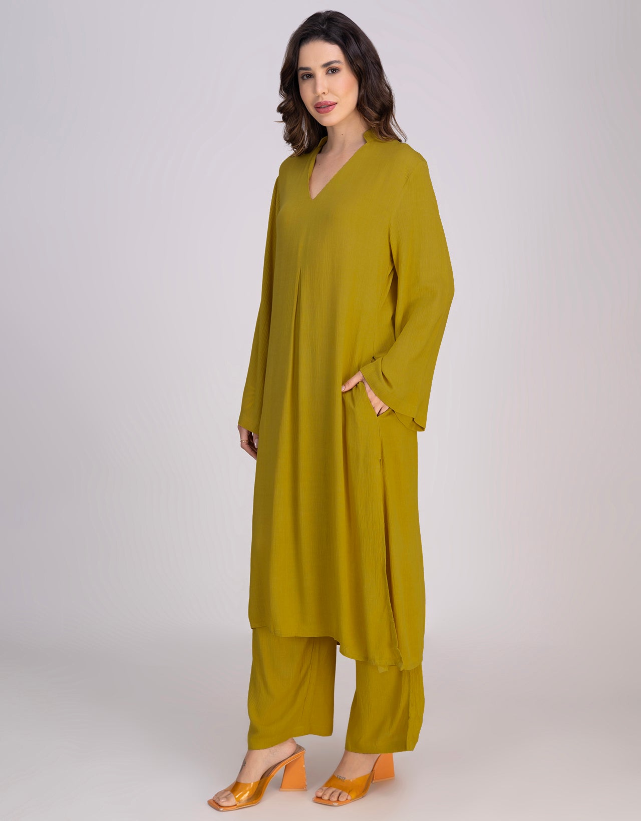 Moomaya Women's 2-Piece Pleated Kurta Palazzo Set Indo-Western Outfit