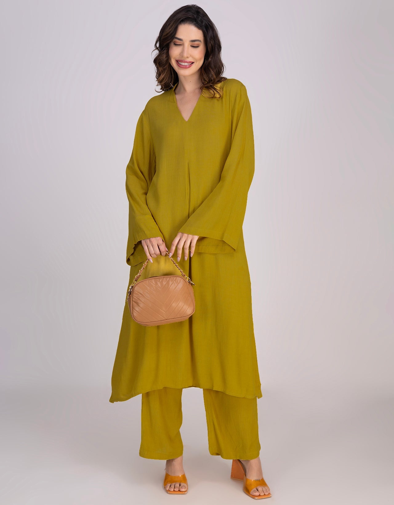 Moomaya Women's 2-Piece Pleated Kurta Palazzo Set Indo-Western Outfit