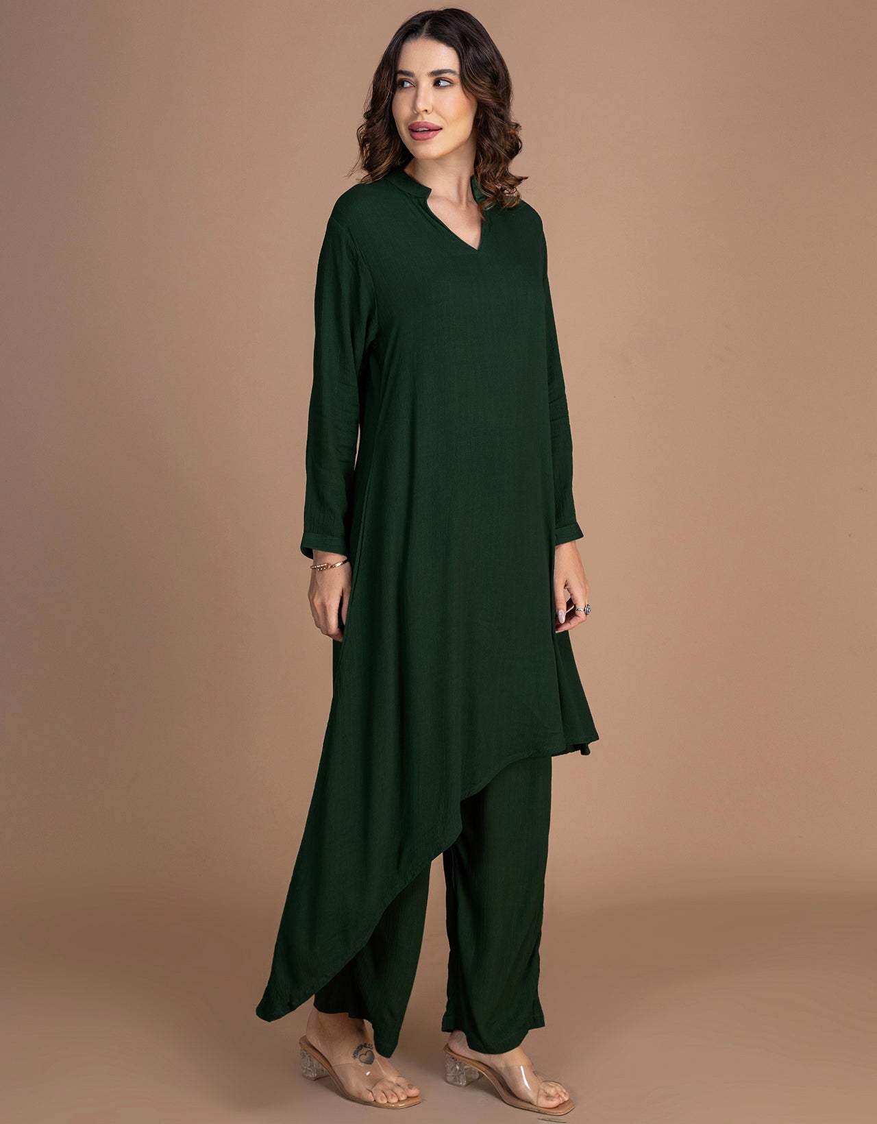 Moomaya Women's Indo-Western Long Kurta With Palazzo Pants Set